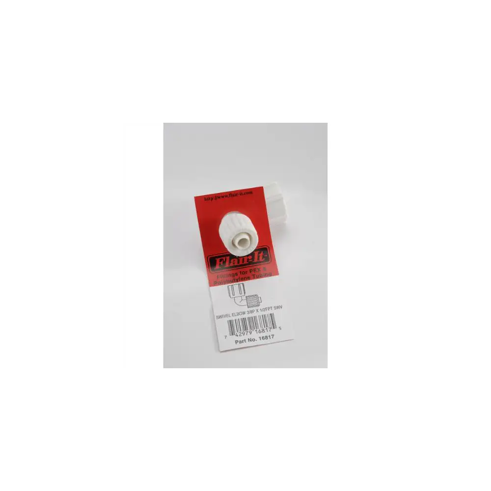 Flair-It 90 Degree Elbow Adapter - 3/8" PEX x 1/2" Female BSP Swivel End Nut - FLA16817